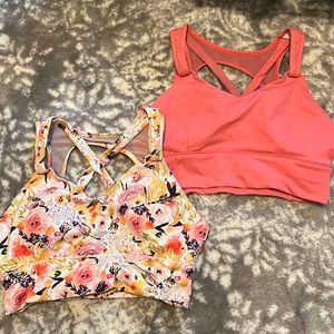 2 Born Primitive Nursing Sports Bras Floral and Salmon size Medium